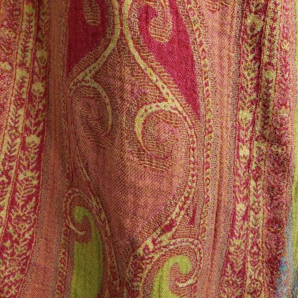 Very Colorful & Versatile Paisley Print 71" x 17" Scarf with 2.5" Tassels - Picture 4 of 16